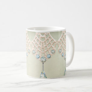 Antike Spitzenteel-Rhinstone-Victorian-Creme Kaffeetasse