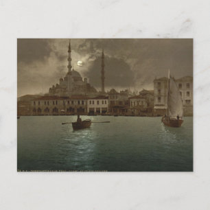 Antike Stadtansicht von Istanbul bei Mondlicht Postkarte