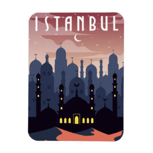 Antike Stadtansicht von Istanbul Türkei Halbmond Magnet