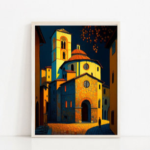 Antike Stadtlandschaft Ölmalerei, Vintage-Architek Poster