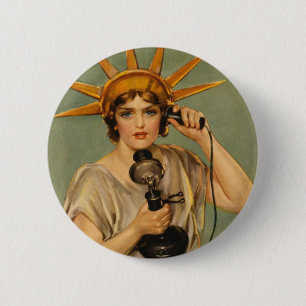 Antike Statue der Freiheit, WWI patriotischer Krie Button