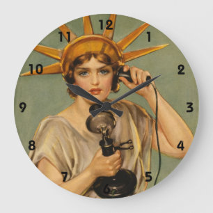 Antike Statue der Freiheit, WWI patriotischer Krie Große Wanduhr
