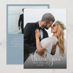 Antike Staubblaue Rosenreben-Foto-Hochzeit Dankeskarte