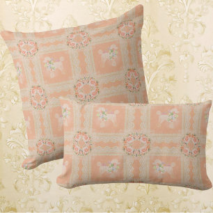 Antike staubige Pfirsich-Pudel-Patchwork Kissen