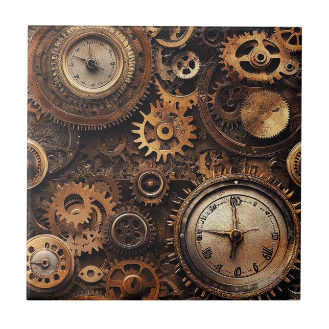 Antike Steampunk-Keramikfliese Fliese (Vorderseite)