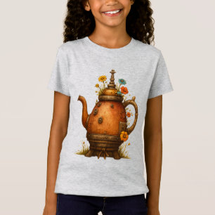 Antike Steampunk-Teekanne Blumenkunst T-Shirt