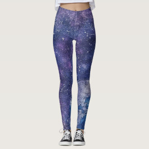 Antike Sternkarte Weltkarte in Lila Leggings