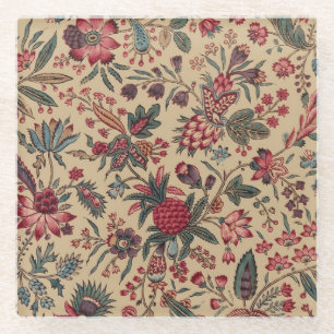 Antike Stickerei Blumenmöbelstoff Glasuntersetzer