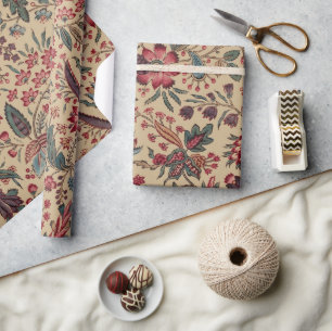 Antike Stickerei Blumenmuster Möbelstoff Geschenkpapier