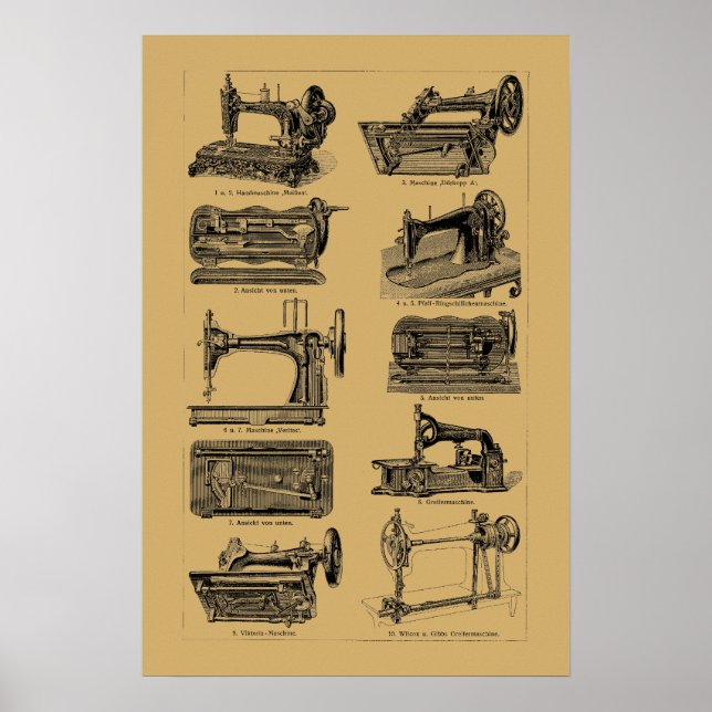 Antike Stickmaschinen-Illustrationen aus der vikto Poster (Vorne)