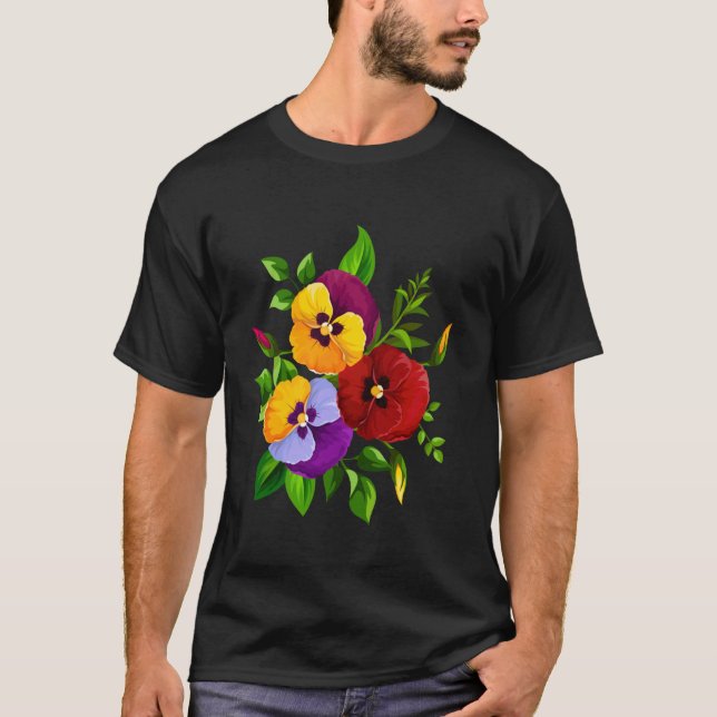Antike Stiefmütterchen Blumen Gartenarbeit Stiefmü T-Shirt (Vorderseite)