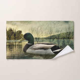 Antike Stockente verwitterte Postkarte Handtuch