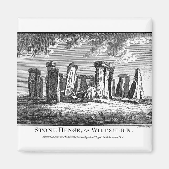 Antike Stonehenge Holzschnitt Stone Circle Gravur Magnet (Vorne)