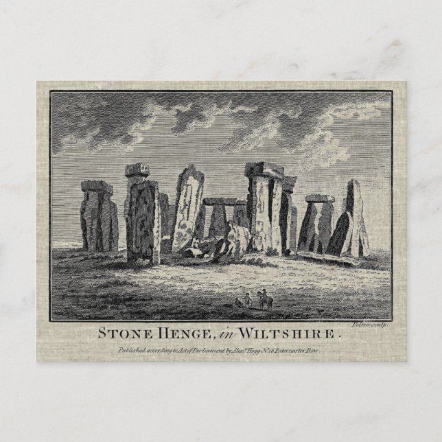 Antike Stonehenge Holzschnitt Stone Circle Gravur Postkarte (Vorderseite)