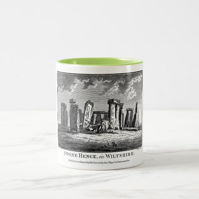 Antike Stonehenge Holzschnitt Stone Circle Gravur Zweifarbige Tasse (Mittel)