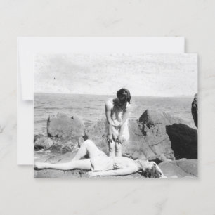 Antike Strandpostkarte Postkarte