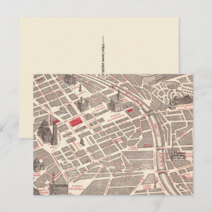 Antike Straßekarte von Florenz Postkarte