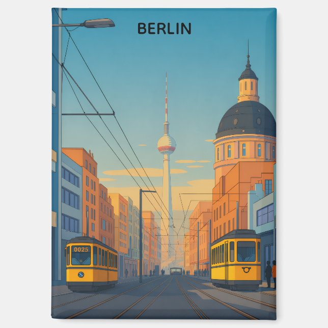 Antike Straßenansicht der Berliner Straßenbahn Magnet (Vorderseite)