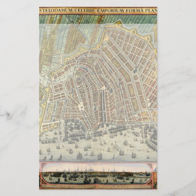 Antike Straßenkarte Amsterdam, Niederlande Briefpapier (Vorderseite)