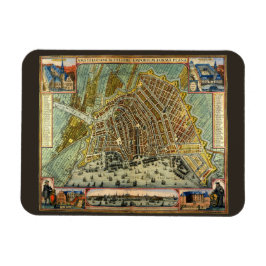 Antike Straßenkarte Amsterdam, Niederlande Magnet