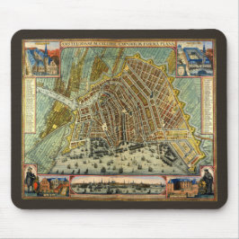 Antike Straßenkarte Amsterdam, Niederlande Mousepad
