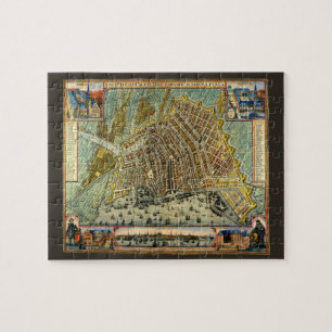 Antike Straßenkarte von Amsterdam, Niederlande Puzzle