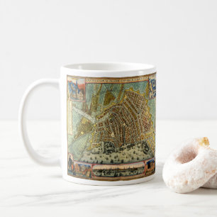 Antike Straßenkarte von Amsterdam, Niederlande Tasse