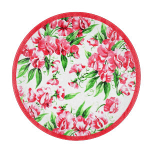 Antike Süßerbsen-Blumen mit Rand Schneidebrett