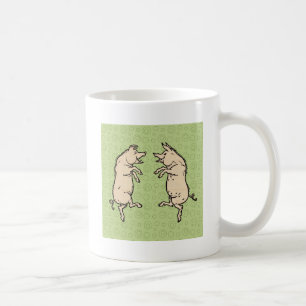 Antike tanzende Schweine: Whimsical Vintage Piggy Tasse