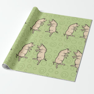 Antike tanzende Schweine: Whimsical Vintage Schwei Geschenkpapier