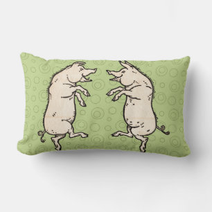 Antike tanzende Schweine: Whimsical Vintage Schwei Lendenkissen