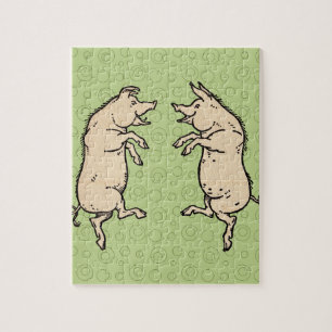 Antike tanzende Schweine: Whimsical Vintage Schwei Puzzle