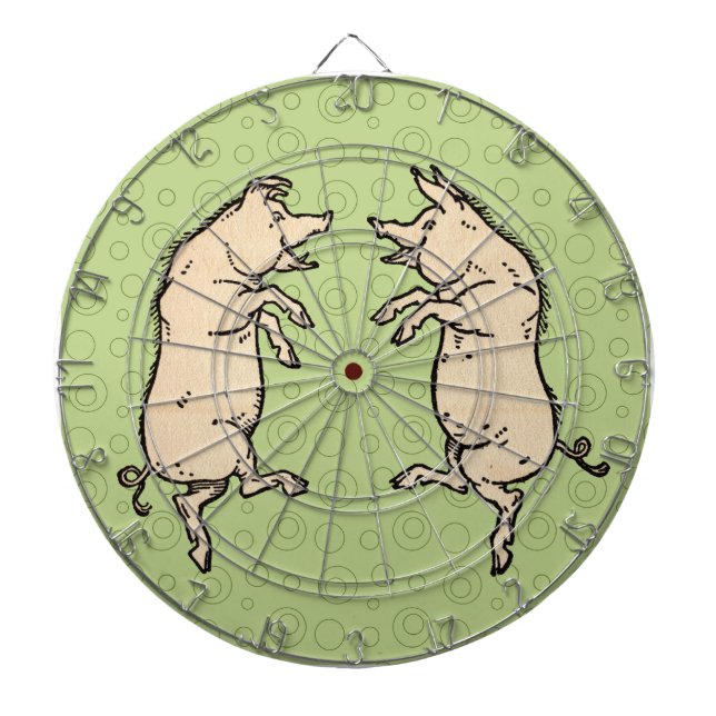 Antike Tanzschweine: Whimsical Vintag Piggy Jig Dartscheibe (vorne)