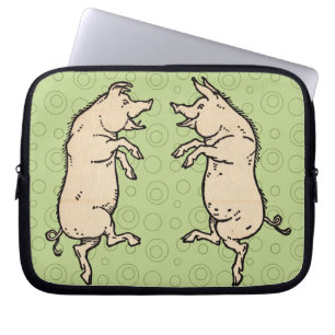 Antike Tanzschweine: Whimsical Vintag Piggy Jig Laptopschutzhülle