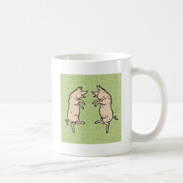 Antike Tanzschweine: Whimsical Vintag Piggy Jig Tasse (Rechts)
