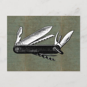 Antike Taschenmesser-Kunst Postkarte