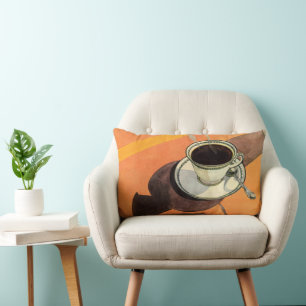 Antike Tasse Kaffee, Untertasse, Löffel, Retro-Din Lendenkissen