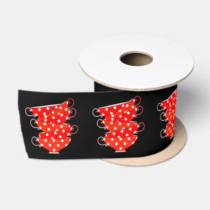 Antike Tasse mit Punkten Satinband