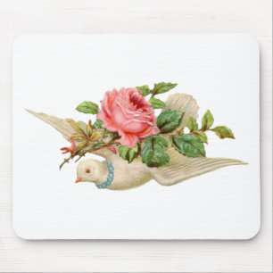 Antike Taube und Rose Mousepad