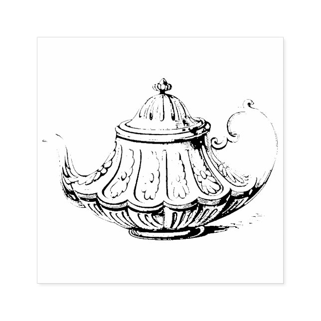 Antike Teapot-Illustration Gummistempel (Prägung)