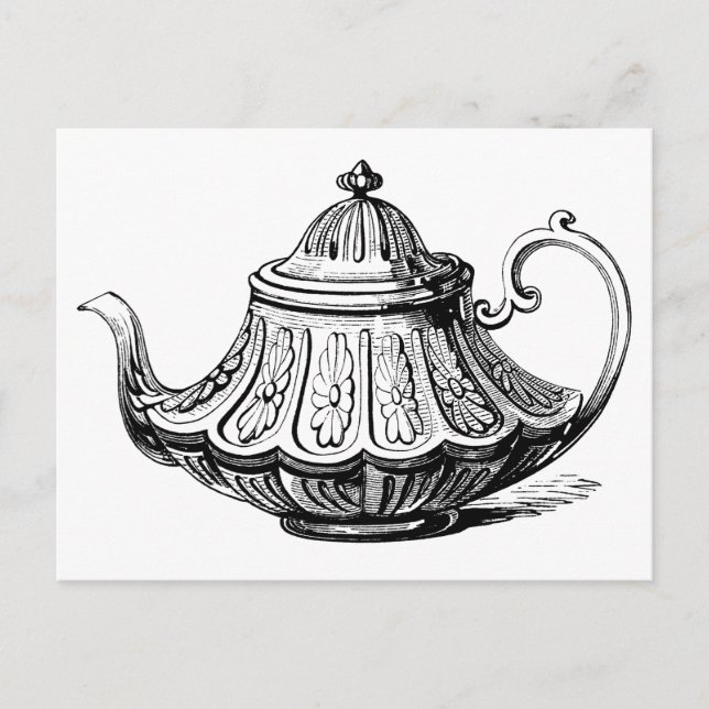 Antike Teapot-Illustration Postkarte (Vorderseite)
