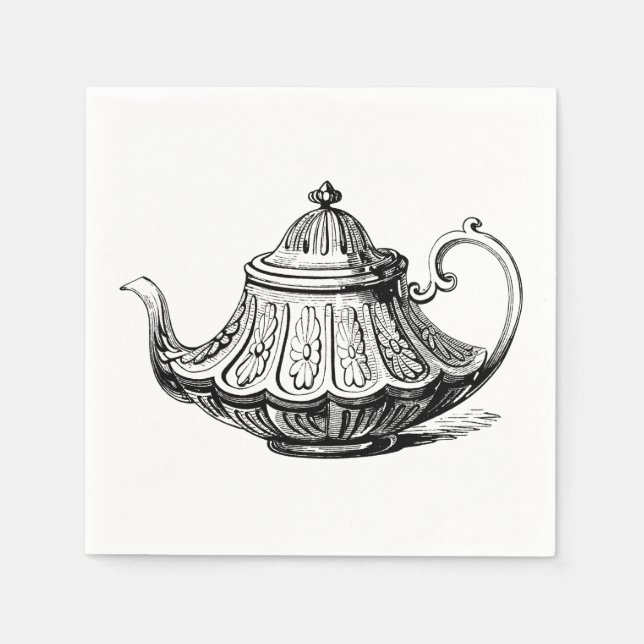 Antike Teapot-Illustration Serviette (Vorderseite)