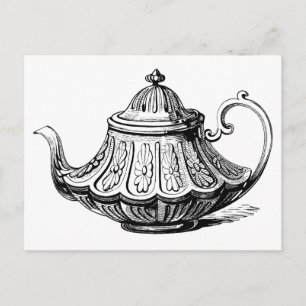 Antike Teekanne Illustration Postkarte
