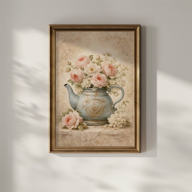 Antike Teekanne mit Rosen Poster (Von Creator hochgeladen)