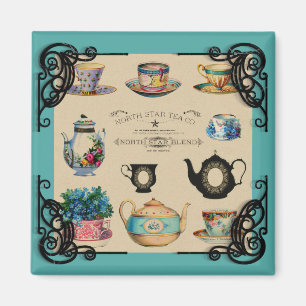 Antike Teekanne und Teetasse Magnet