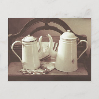 Antike Teekannen alte Kaffeekannen Postkarte
