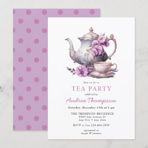 Antike Teeparty Blumen Teeparty Einladung