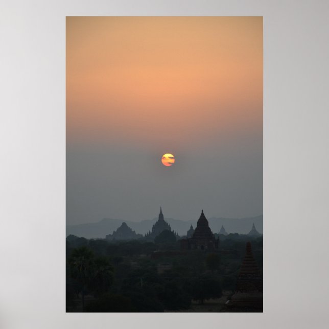 Antike Tempel bei Sunset - Bagan, Myanmar Poster (Vorne)