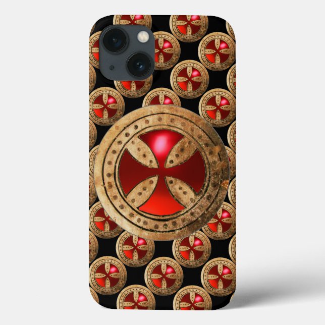 ANTIKE TEMPLAR CROSS Red Ruby Gem Case-Mate iPhone Hülle (Rückseite)
