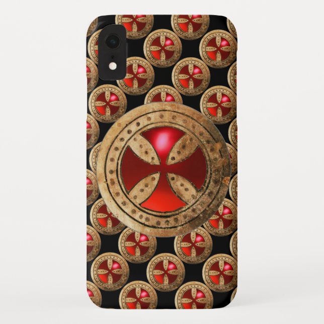 ANTIKE TEMPLAR CROSS Red Ruby Gem Case-Mate iPhone Hülle (Rückseite)